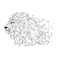 Lion logo design. Abstract black polygon lion head. Calm lion face. Vector illustration © chekman