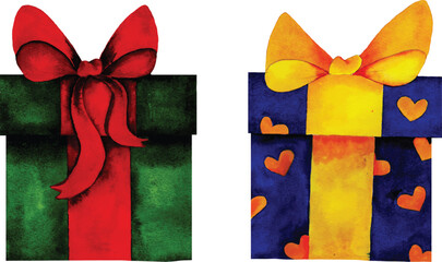 Christmas gift box with ribbon