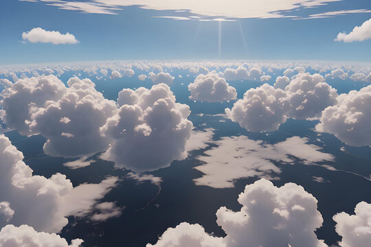 Una hermosa imagen generada por inteligencia artificial, de un cielo lleno de nubes azules.