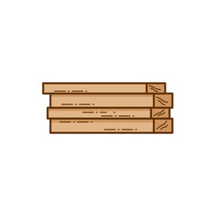A stack of wooden boards. Vector  color carpenter icon.
