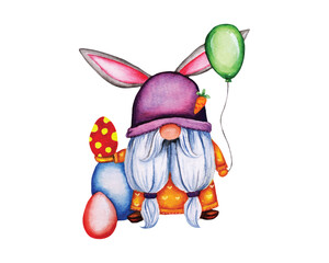Easter gnome watercolour clipart design