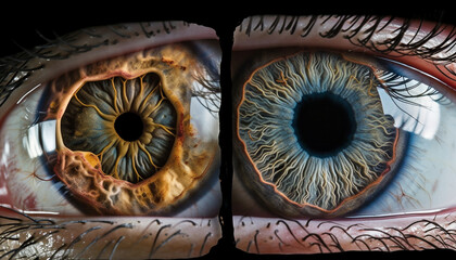 diseased eyes side-by-side