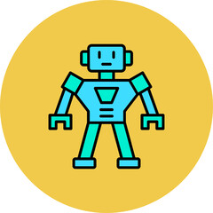 Robot Multicolor Circle Filled Line Icon