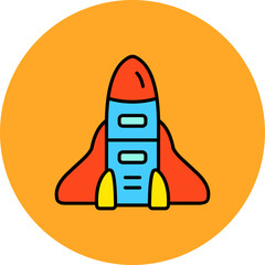 Rocket Multicolor Circle Filled Line Icon
