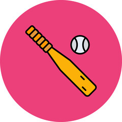 Baseball Multicolor Circle Filled Line Icon