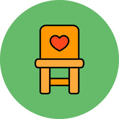 Chair Multicolor Circle Filled Line Icon