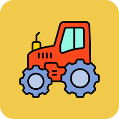 Tractor Multicolor Round Corner Filled Line Icon