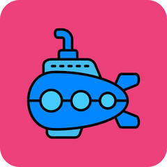 Submarine Multicolor Round Corner Filled Line Icon