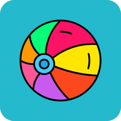 Obraz premium Ball Multicolor Round Corner Filled Line Icon