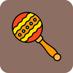 Rattle Multicolor Round Corner Filled Line Icon