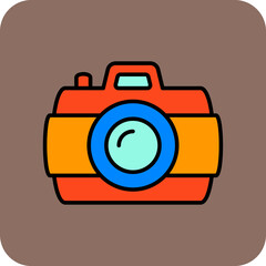 Camera Multicolor Round Corner Filled Line Icon