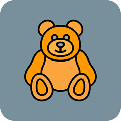 Teddy Bear Multicolor Round Corner Filled Line Icon