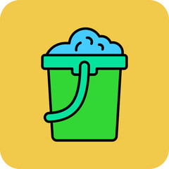 Bucket Multicolor Round Corner Filled Line Icon