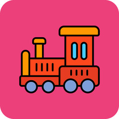 Toy Train Multicolor Round Corner Filled Line Icon