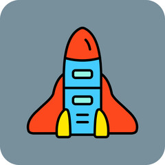 Rocket Multicolor Round Corner Filled Line Icon