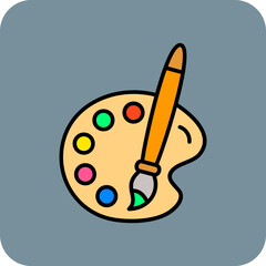 Color Palette Multicolor Round Corner Filled Line Icon