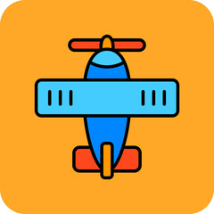 Plane Multicolor Round Corner Filled Line Icon