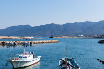 Landscape of hiketa port in the seto inland sea , Higashikagawa city, Kagawa, Shikoku, Japan
