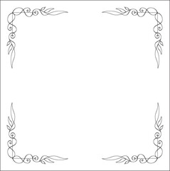 Elegant black and white monochrome ornamental border for greeting cards, banners, invitations. Vector frame for all sizes and formats. Isolated vector illustration.