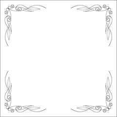 Fototapeta na wymiar Elegant black and white monochrome ornamental border for greeting cards, banners, invitations. Vector frame for all sizes and formats. Isolated vector illustration.