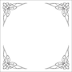 Obraz premium Elegant black and white monochrome ornamental border for greeting cards, banners, invitations. Vector frame for all sizes and formats. Isolated vector illustration.