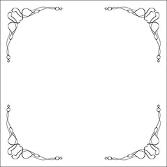 Elegant black and white monochrome ornamental border for greeting cards, banners, invitations. Vector frame for all sizes and formats. Isolated vector illustration.