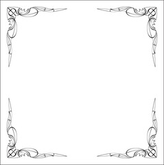 Elegant black and white monochrome ornamental border for greeting cards, banners, invitations. Vector frame for all sizes and formats. Isolated vector illustration.