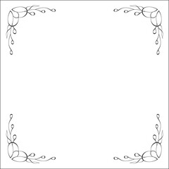 Elegant black and white monochrome ornamental border for greeting cards, banners, invitations. Vector frame for all sizes and formats. Isolated vector illustration.