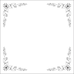 Elegant black and white monochrome ornamental border for greeting cards, banners, invitations. Vector frame for all sizes and formats. Isolated vector illustration.