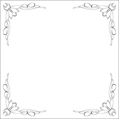 Elegant black and white monochrome ornamental border for greeting cards, banners, invitations. Vector frame for all sizes and formats. Isolated vector illustration.