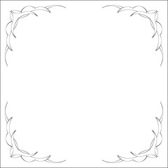 Elegant black and white monochrome ornamental border for greeting cards, banners, invitations. Vector frame for all sizes and formats. Isolated vector illustration.