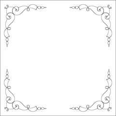 Elegant black and white monochrome ornamental border for greeting cards, banners, invitations. Vector frame for all sizes and formats. Isolated vector illustration.