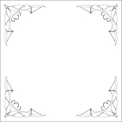 Elegant black and white monochrome ornamental border for greeting cards, banners, invitations. Vector frame for all sizes and formats. Isolated vector illustration.