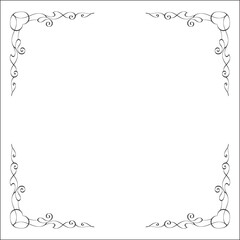 Elegant black and white monochrome ornamental border for greeting cards, banners, invitations. Vector frame for all sizes and formats. Isolated vector illustration.
