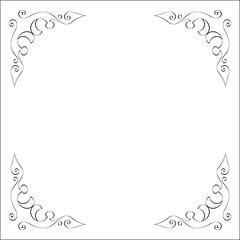 Elegant black and white monochrome ornamental border for greeting cards, banners, invitations. Vector frame for all sizes and formats. Isolated vector illustration.