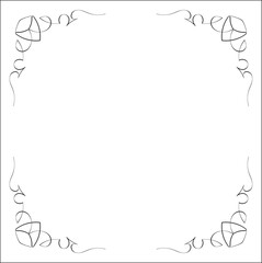 Elegant black and white monochrome ornamental border for greeting cards, banners, invitations. Vector frame for all sizes and formats. Isolated vector illustration.