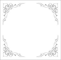 Elegant black and white monochrome ornamental border for greeting cards, banners, invitations. Vector frame for all sizes and formats. Isolated vector illustration.