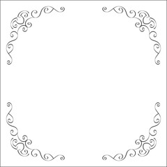 Elegant black and white monochrome ornamental border for greeting cards, banners, invitations. Vector frame for all sizes and formats. Isolated vector illustration.