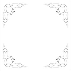 Fototapeta na wymiar Elegant black and white monochrome ornamental border for greeting cards, banners, invitations. Vector frame for all sizes and formats. Isolated vector illustration.