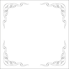 Elegant black and white monochrome ornamental border for greeting cards, banners, invitations. Vector frame for all sizes and formats. Isolated vector illustration.