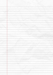 Notebook paper background. Lined notebook paper. crumpled paper background