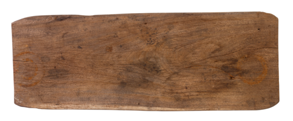 Empty wooden sign board isolated on white background. Old plank wood. Used for montage to add text