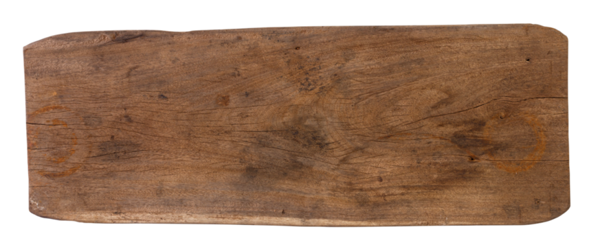 Empty wooden sign board isolated on white background. Old plank wood. Used for montage to add text