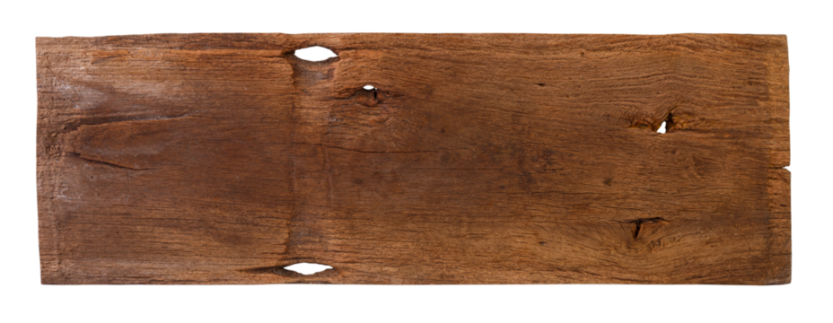 Empty wooden sign board isolated on white background. Old plank wood. Used for montage to add text