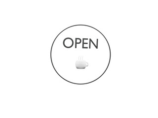 cafe, open, white, icon
