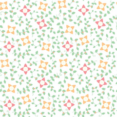 White background yellow and pink flowers and leaves. Decorative seamless pattern for wrapping paper, wallpaper, textile, greeting cards and invitations.