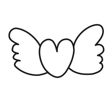 love heart wing valentine love doodle hand drawn doodle organic line  