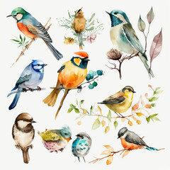 Fototapeta premium drawings of different birds. Generative AI