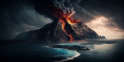 Volcano on Coastline