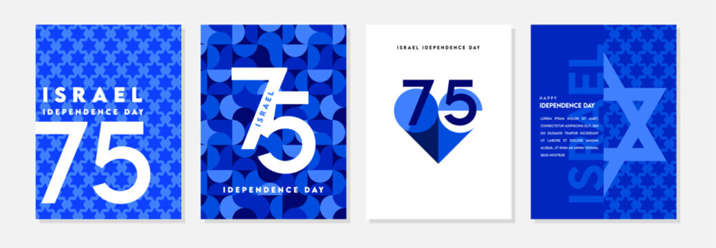 Israel independence day design template for cards, poster, invitation, website. National day of Israel with flag, balloons and fireworks. Happy Independence Day in Hebrew
